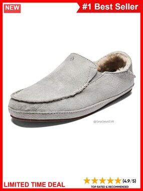 Women's Nubuck Leather Shearling Slipper Slip-On Shoe